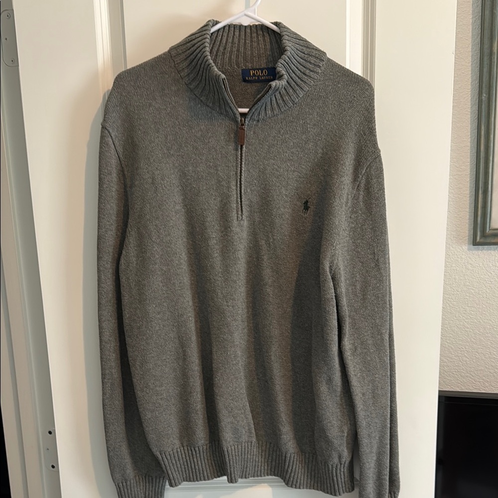 Polo by Ralph Lauren Gray Knit Zip Up Sweater
